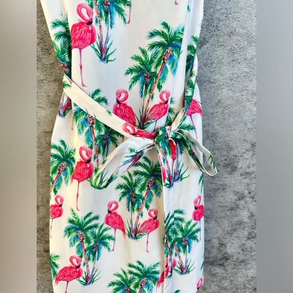 Tropical Flamingo Print Wrap Dress with Ruffled Straps - Size S - Picture 4 of 6
